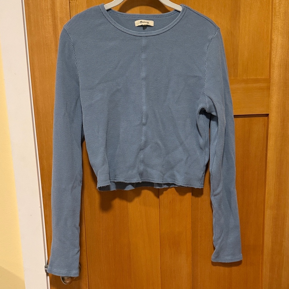 Madewell Light Blue Waffle Knit Long Sleeve Top